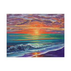 Colorful Ocean Sunset Seascape Canvas