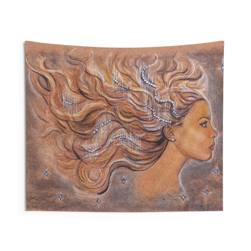 Her Hair in the Night Wind- Indoor Wall Tapestry
