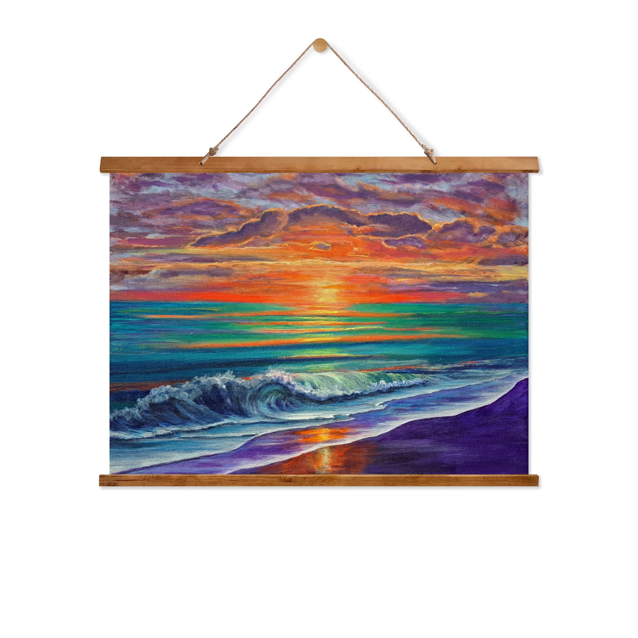 Sunset Ocean Waves Coastal Wall Tapestry