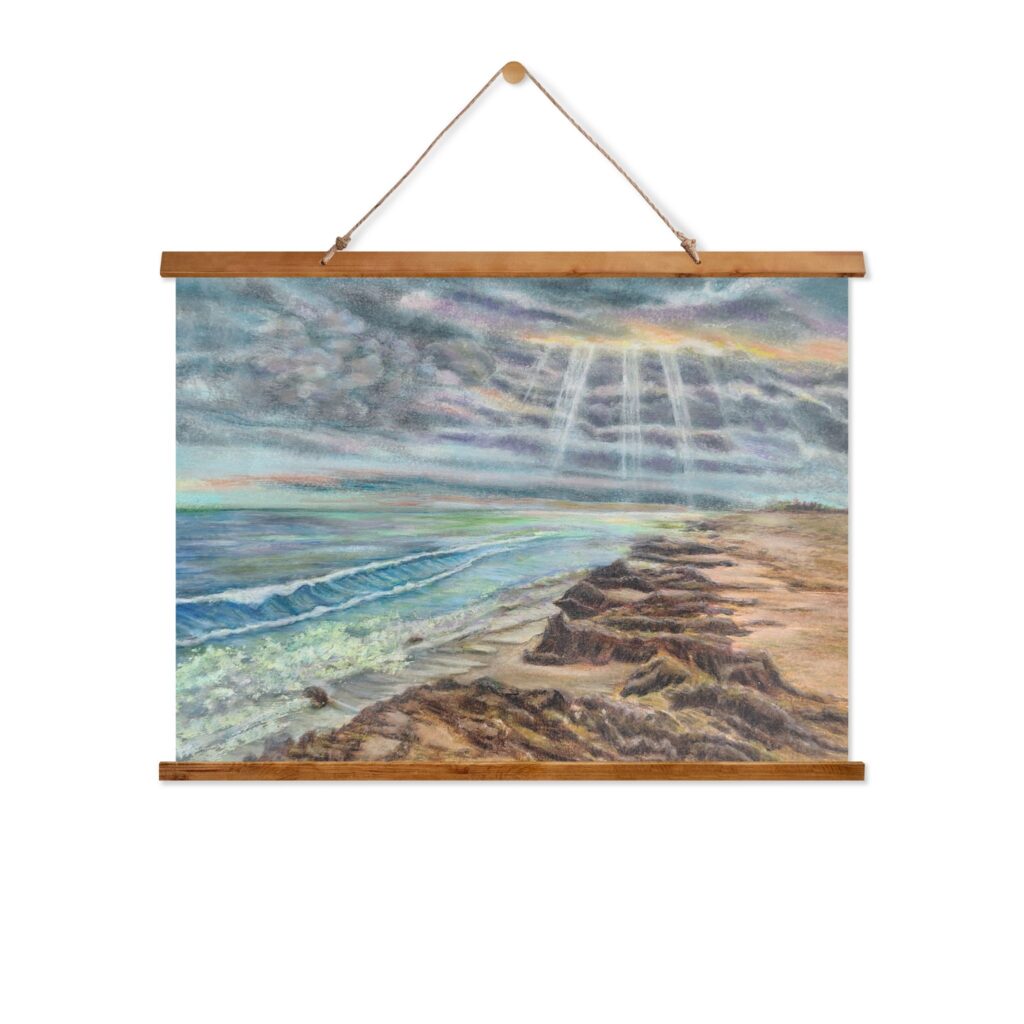 Rocky Coast Sunbeams Wall Tapestry