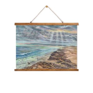 Rocky Coast Sunbeams Wall Tapestry